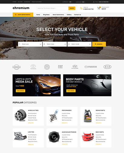 Chromium Catalog Auto Parts Website design